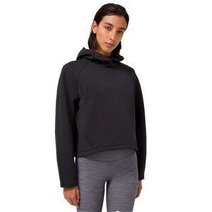 Lululemon AirWrap‎ Crop Pullover Hoodie Womens 6 Black Lux Scuba Stretch Gym EUC